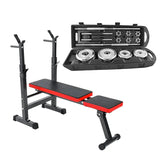 Bundle Set of Weights 50 Kg (110 L.B.S) in a Suitcase + Gym Couch with Stands for the Bar